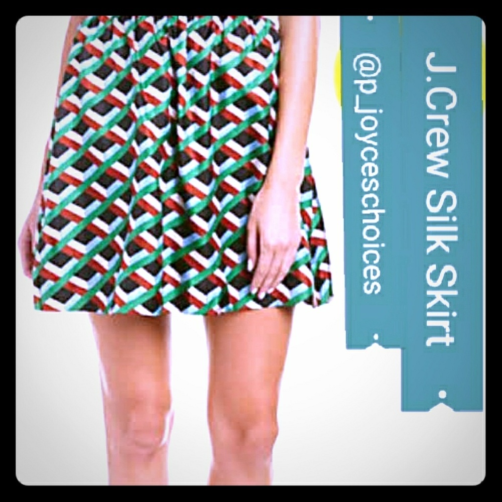 J crew 100% silk Geo lattice design skirt